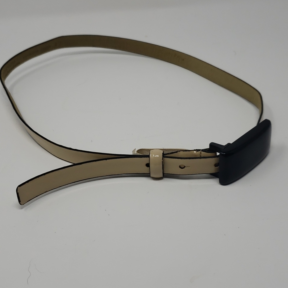 White patent leather belt